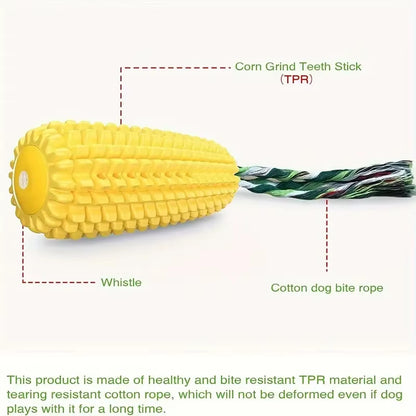 Durable Interactive Dog Chew Toys for Aggressive Chewers, Squeaky Corn Stick for Puppies and Large Dogs
