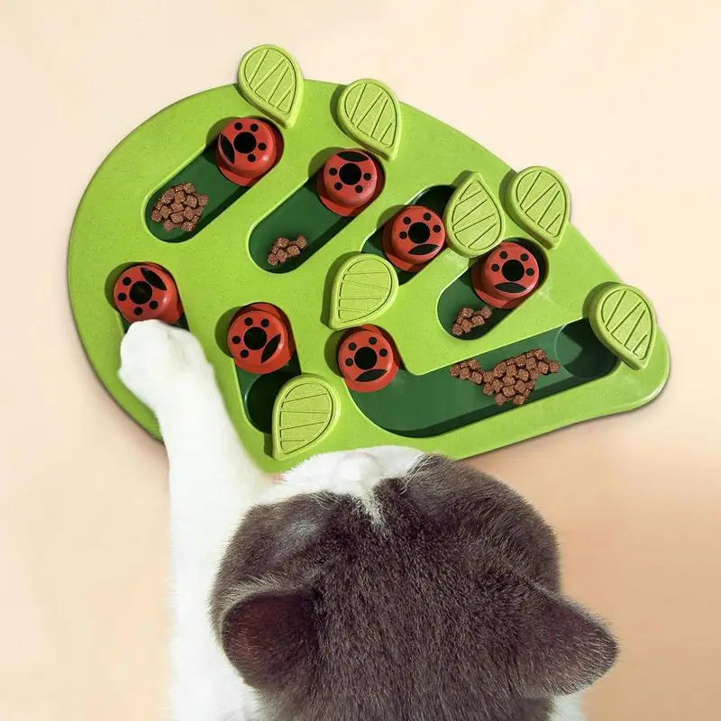 Interactive Cat Food Puzzle and Slow Feeder Toy - Green Leaf Shaped Enrichment and Chew Toy for Dogs and Cats