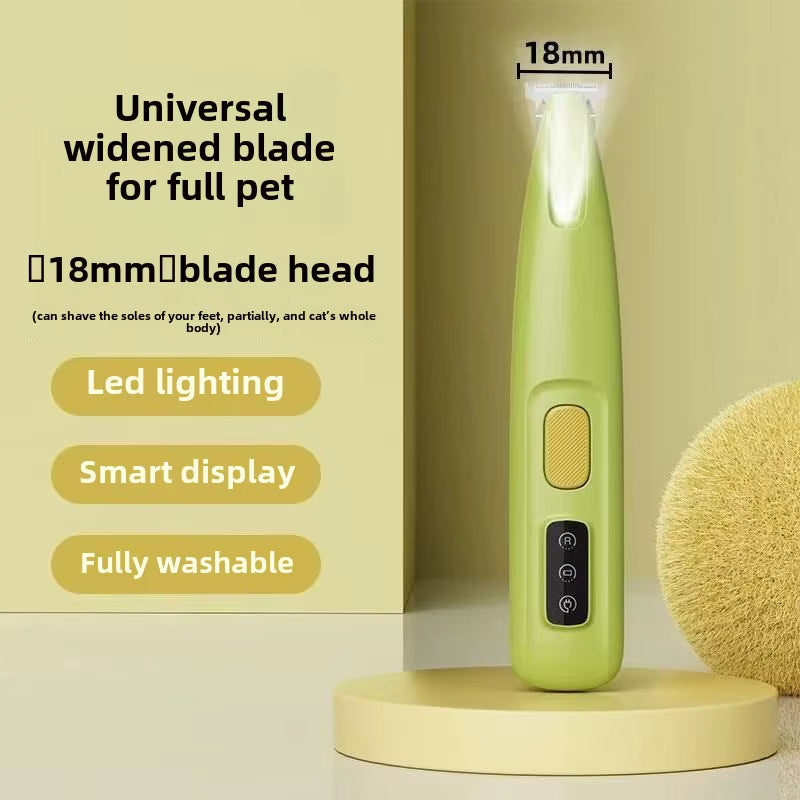 Professional Waterproof Dog Paw Trimmer with LED Light and 18mm Wide Blade for Pet Grooming