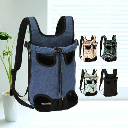 Adjustable Dual-Shoulder Pet Carrier Backpack for Outdoor Travel and Hiking