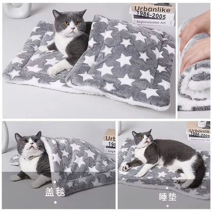 Flannel Pet Sleeping Mat - Cozy Dog Bed and Cat Litter Cushion for All Sizes, Ideal for Winter Use