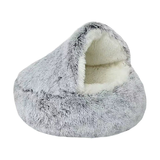 Winter Plush Round Pet Bed - Comfortable Nesting Cushion for Small Dogs and Cats