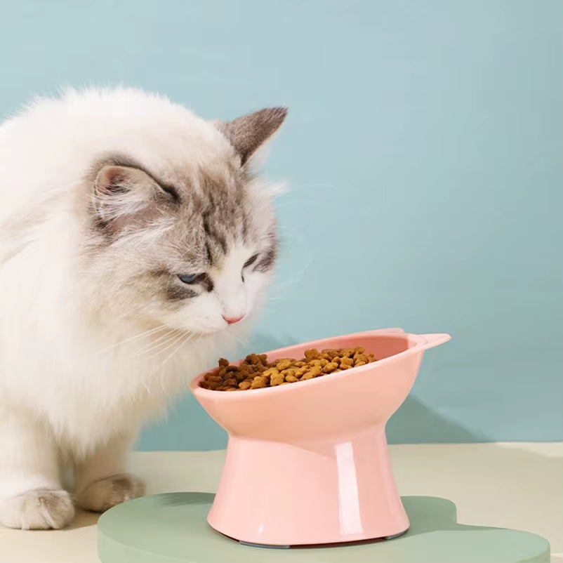 Nordic Style Anti-Tip Cat Bowl with Double-Ear Design and Elevated Legs for Feeding and Drinking