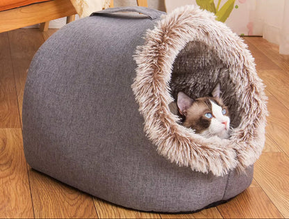 Self-Warming Winter Dog Bed and Cozy Cat Sleeping Tent - Indoor Nest for Small to Medium Pets